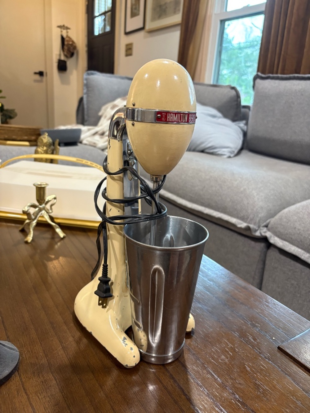 Hamilton Beach Cream Retro Drink Mixer with Stainless Cup